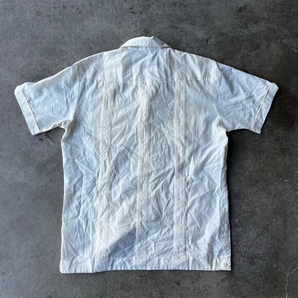 VINTAGE 80S PREMIER BUTTON DOWN SHIRT SHORTSLEEVE MEDIUM BEIGE DRESS FORMAL - Picture 2 of 5